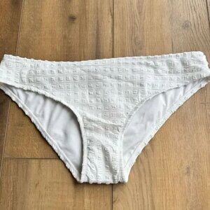 Kona Sol Bikini Bottom XL 16-18 Swim White Hipster Med Coverage Textured Beach